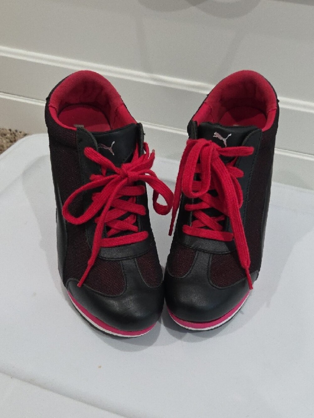 Puma Black and Hot Pink Wedge Sneaker - Picture 2 of 8